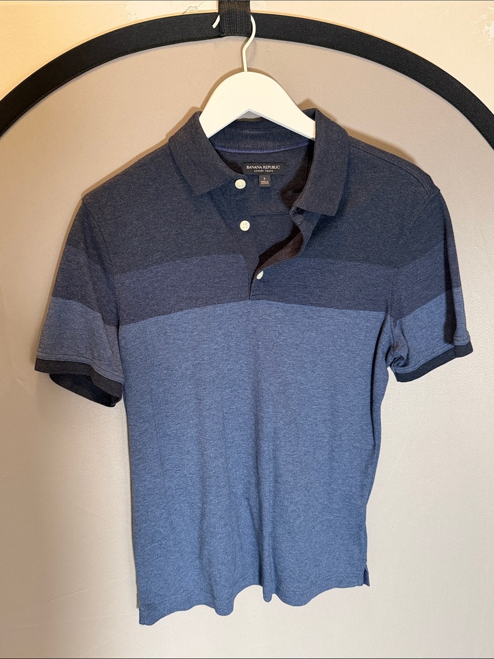 Banana Republic Men's Two-Tone Blue Stripe Polo